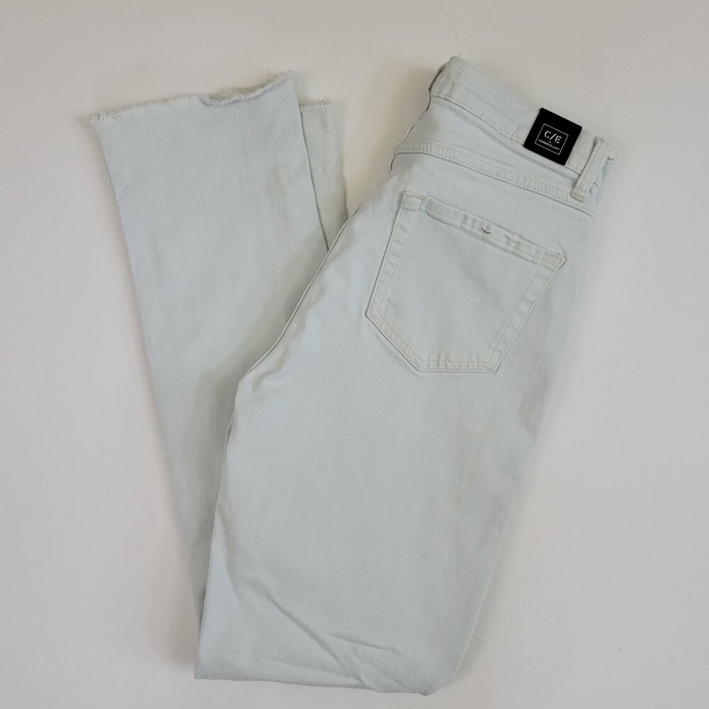 Current Elliott High Rise Straight Frayed Hem Distressed Jean, Light Wash